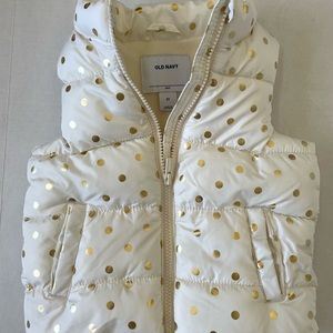 Old Navy Puffer Vest Size 2T Cream Color with Gold Dots- Copy Listing